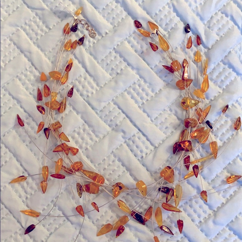 Stunning Amber necklace - sterling silver - unique
